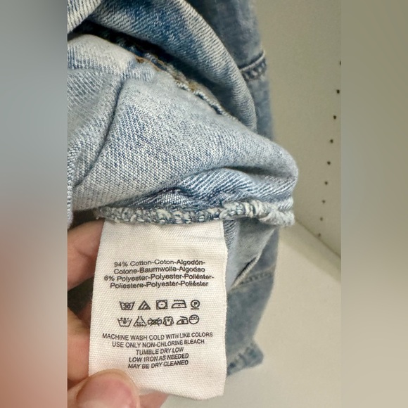 Free People Rumors Denim Jacket in Light Blue Wash Distressed Detailing Size: L - Picture 12 of 12